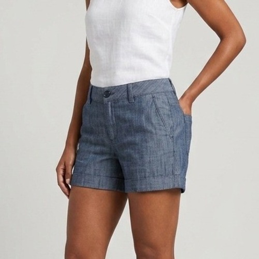 Banana Republic Martin Fit Shorts 6 Blue Chambray Cuffed Denim Chino 4 Inseam